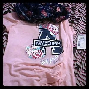 Shirt with scarf and necklace